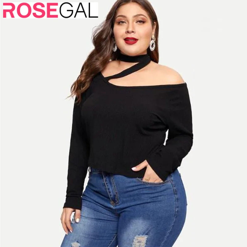 

Plus Size Raglan Sleeve Skew Neck Ribbed T-Shirt Knit Solid Modern Design Tee Women Long Sleeve Choker Warm T-Shirts2019