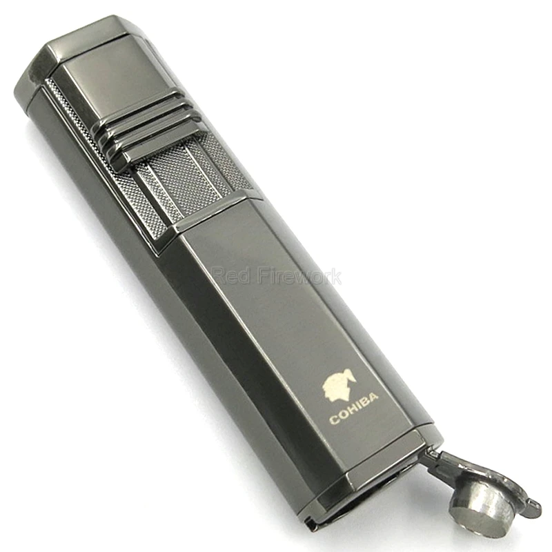 COHIBA металлическая Ветрозащитная 2 фонарь, зажигалка для сигар, карманная многоразовая зажигалка с портсигар