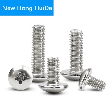 

M3 M4 M5 Steel Phillips Cross Recessed Truss Big Head Machine Screw Metric Thread Mushroom Head Bolt Nickel Plated