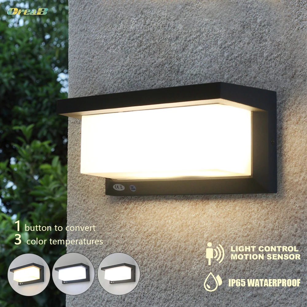 Luminária led com sensor de movimento, 20w/10w, ip65, à prova d'água
