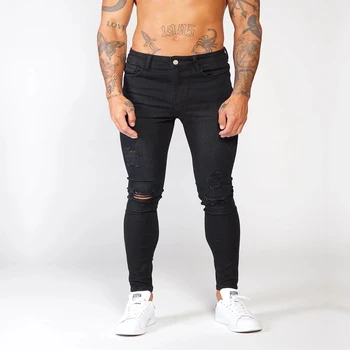 

Melody 2020 Trendy Men Summer Black Super Skinny Stretchy Ripped Jeans Hip Hop Hole Denim New Straight Leg Pencil Pants