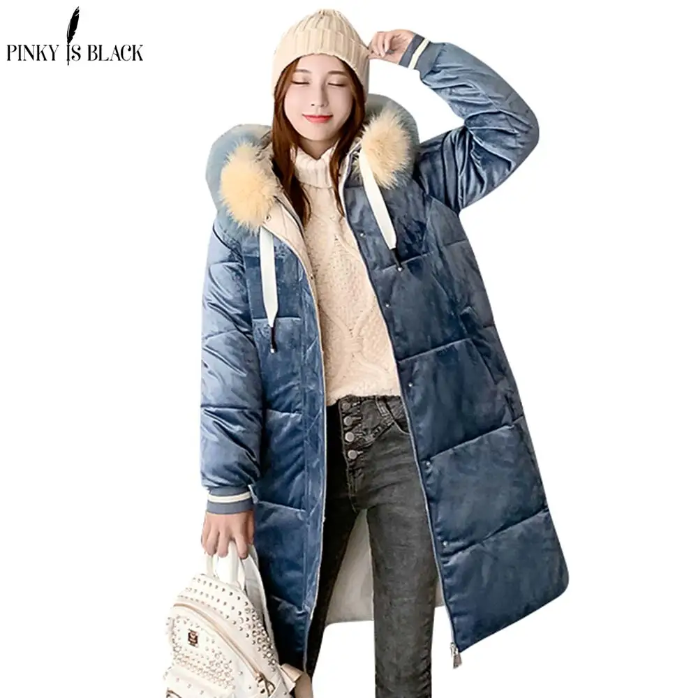 

PinkyIsBlack Women Jacket & Parkas Long Winter Thickened Warm Fur Hooded Cotton Coat Jacket Fashion Velvet Winter Jacket Women