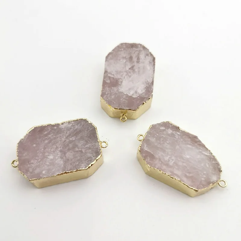 

Unique 1 Pcs Pink crystal Gold Color Irregular Shape Oval Crystal Pendant Double Buckle Jewelry