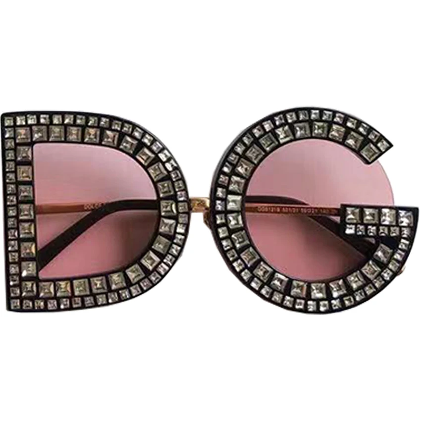 Модные С кристалалми и стразами Круглые Солнцезащитные очки бренда, роскошное детское платье DG, солнцезащитные очки для женщин Дамская Мода Стразы солнцезащитные очки для Для женщин