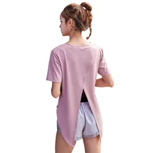 Сексуальный женский топ с ласточкиным хвостом для йоги, спортивные рубашки, черная, розовая спортивная одежда с коротким рукавом для женщин, футболка для йоги, женские топы для фитнеса