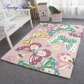 

SunnyRain 1-piece Fleece Printed Cartoon Pink Area Rug for Kid Children's Rug