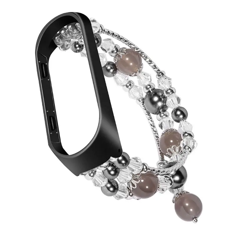 Модный женский браслет, декоративные украшения, сменный спортивный ремешок для часов, браслет для Xiaomi Mi, ремешок, 4 аксессуара - Цвет: Серый