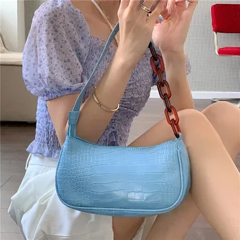 

2020 New Acrylic French Chain Armpit Bag Female Shoulder Messenger Bag Niche Design Fashion Women Purse and Handbags Sac A Main