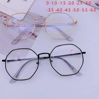 Men Vintage Anti Blue light Minus Glasses Frame With Degree Round Women Myopia Lens Nearsighted Glasses 0 -1.0 -1.5 -2.0 To -6.0 1