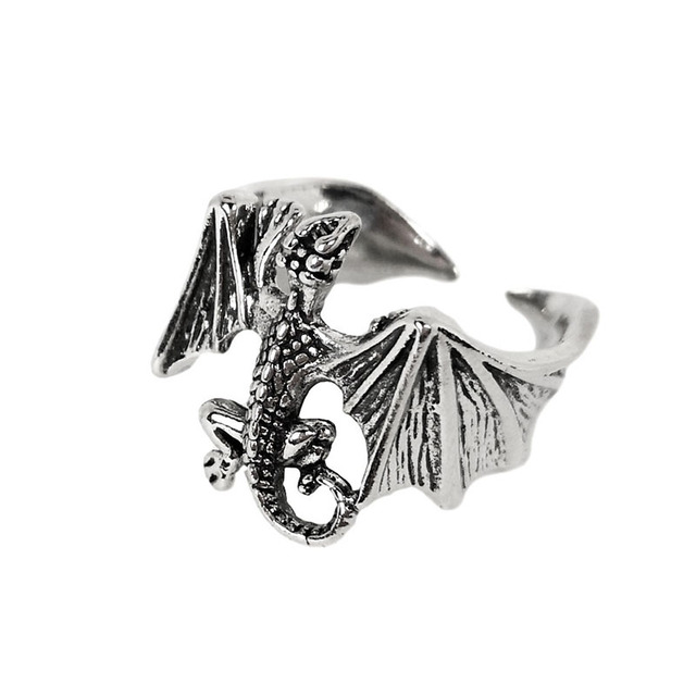 Punk Men Ring Demon Skeleton Hip Hop Rock Locomotive Ring Titanium Steel Alloy Ancient Silver Color Ring Women Jewelry