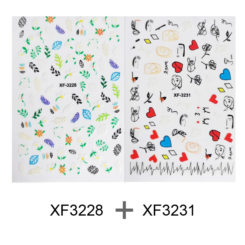 XF3228-XF3231 Bittb наклейка с цветком для ногтей лист милый переводная вода 3D летняя наклейка для дизайна ногтей s Наклейка DIY дизайн украшение для девочек и детей - Цвет: XF3228-XF3231