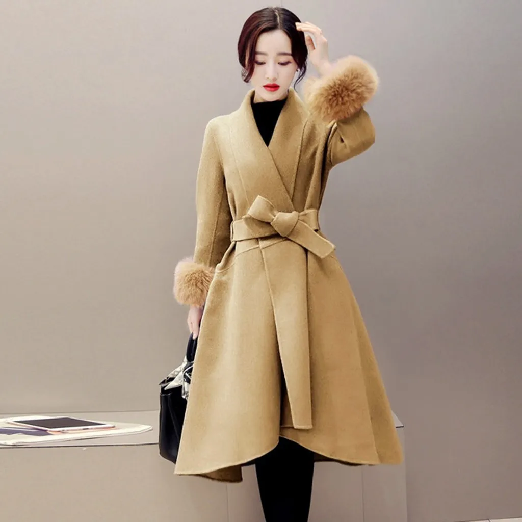 Womail пальто для женщин осень зима пальто женское длинное Новое корейское темпераментное женское элегантное пальто Верхняя одежда Пальто Плюс Размер 920 - Цвет: YE