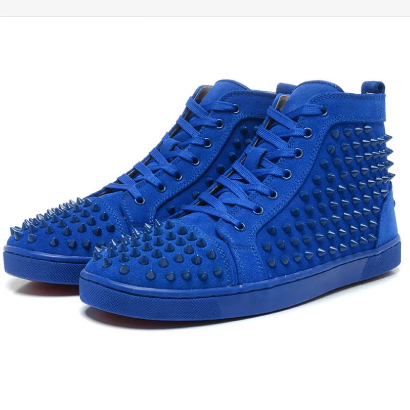 OLOMLB-CL Men Disigner High Cut Rivets Outdoor Sports Red Bottom Shoes Sneakers Leather Loafers Flat Footwear Lace Up