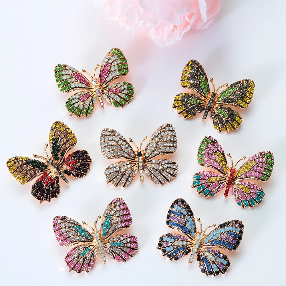 

1PC Butterfly Brooch Charm Women Colorful Rhinestone Crystal Animal Pattern Cute Sweater Blouse Pin Boutonniere Clothes Jewelry