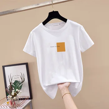 

DONAMOL Plus Size Fashion White Female Tees Summer 100% cotton Short Sleeve Tops Casual loose High Quality print Couple tshirt