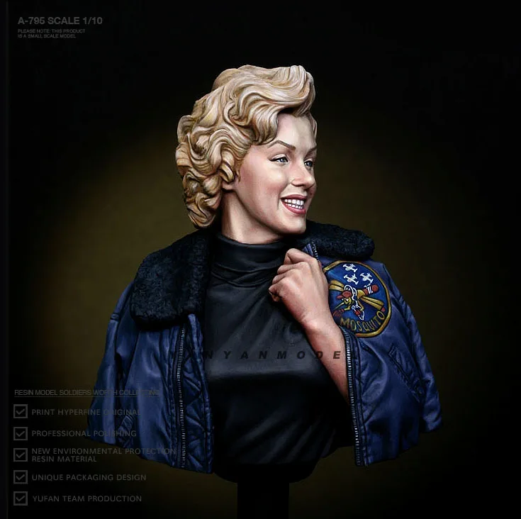 1/10 Resin Bust Model Kits Figure Female Soldier Diy Selfassembled A