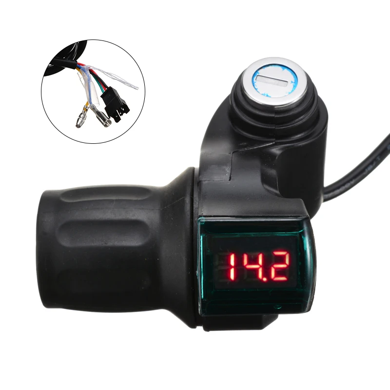 Ceny 2 sztuk czarny 12 V 99 V elektryczny rower hulajnoga uchwyt kierownicy przepustnicy LED miernik cyfrowy uniwersalny elektryczny akcesoria rowerowe