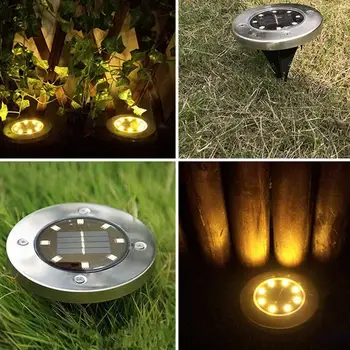 

Solar Underground Lights 8LED Outdoor Stainless Steel Landscape Lights Lights Garden Underground Q3F9