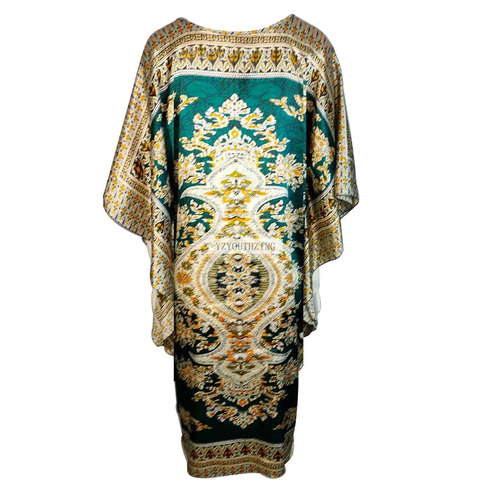 Chinese Vintage Print Lady Robe Dress Nightgown Summer Nightdress Sleepwear Women Satin Rayon Nightwear Bath Gown One Size