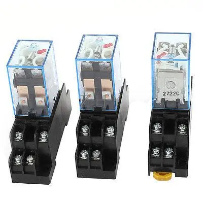 

3 x AC 110V-120V 5A Coil DPDT 35mm DIN Rail Electromagnetic Power Relay + Socket