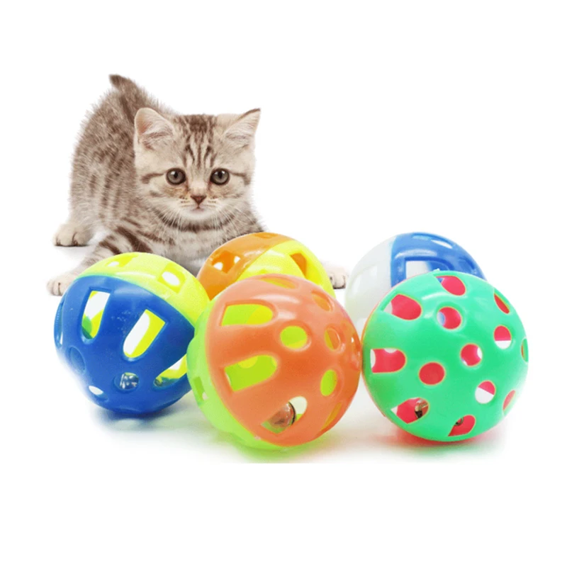 Funny Tinkle Bell Ball Toy Plastic Cat Playing Ball Cats Toys Interactive Ball Pets Favorite Accessory Pet Supplies Random Color