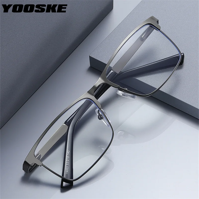 YOOSKE Metal Frame Men Reading Glasses Vintage Business Hyperopia Eyewear Blue Light Blocking Presbyopic +1.0 1.5 2.0 2.5 3.0