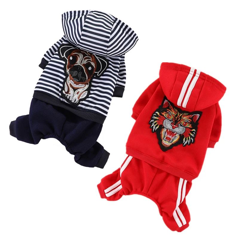 Dog Jumpsuit Spring Overalls Hoodies Pants Set Costume for French Bulldog Yorkie Chihuahua Small Dogs Tracksuit pet clothes