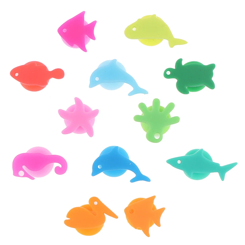 12Pcs/Set Christmas Silicone Marine Animals Wine Glass Marker Drinking Cup Identifier Tag Signs for Party (Mixed Colors)