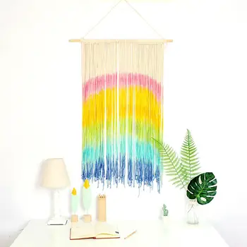 

Wall Hanging Rainbow Colorful Handmade Woven Cotton Tapestry Wall Art Boho Bohemian Home Decoration for Bedroom