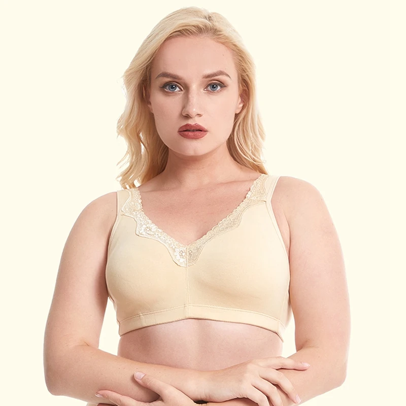 Woman's Bra Lace Large Soft Cup Cotton Lining Big Breast Bras for Women  Plus Size Underwear 80 85 90 100 105 110 115 C D E F