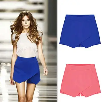 

Black Friday Women's Summer Sexy Casual Asymmetrical Front Candy Color Tulip Skort Shorts Christmas Gift For Women