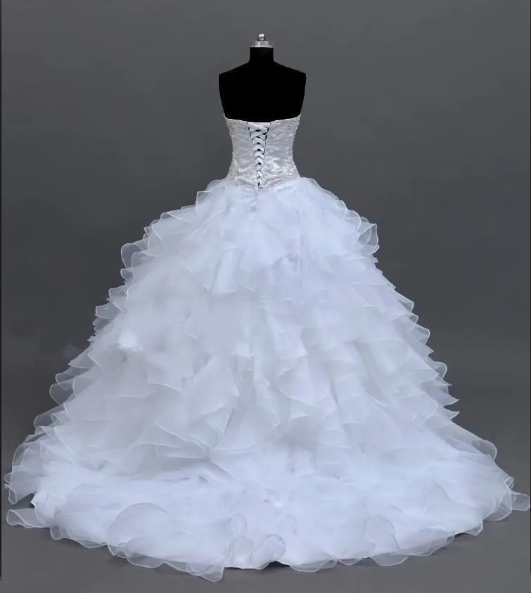 Реальное изображение vestido de noiva бальное милое белое свадебное платье из органзы с кристаллами и бисером платья для матери невесты