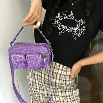 

2020 New Small Bag Vintage Crocodile Mini Bags Hand Chain Bag Pocket Bags Street Cool Moto Biker Bags