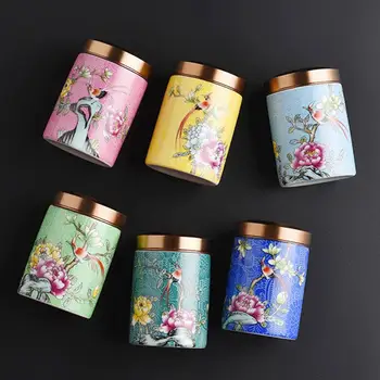 

68ml Samll Storage Bottles& Jar Ceramics Dampproof Tea Caddies Enamel Tea Caddy Ceramic Mini Sealed Small Tea Caddy Tea Gift Box