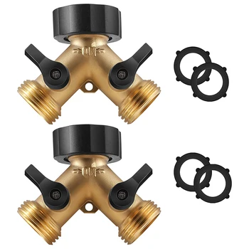 

Solid Brass 2-Way Y-Valve Garden Hose Connector Distributor Adapter + 4 with Gasket, 2 Per Pack