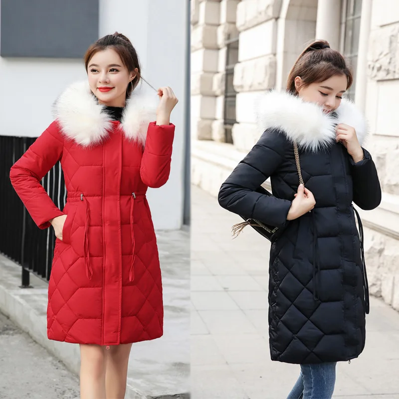 

Photo Shoot 2019 Winter New Style Korean-style WOMEN'S Wear Mid-length Drawstring Waist Hugging Women's down Jacket Cotton-padde