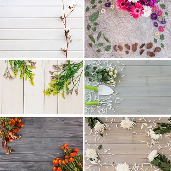 

Vinyl Custom Photography Backdrops Flower and Wooden Planks Theme Photography Background 191030BV-001