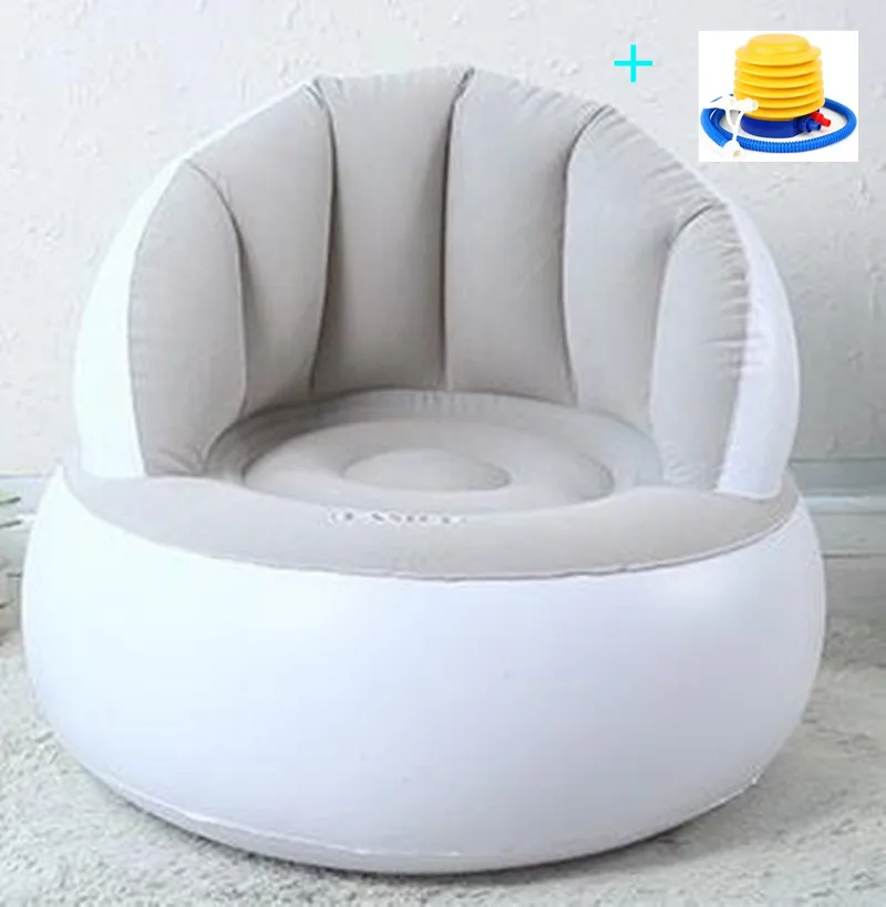 Портативный детский велюровый надувной детский диван, обеденный стул, стул для кормления, растягивающийся детский диван+ насос - Color: Grey ( With Pump)