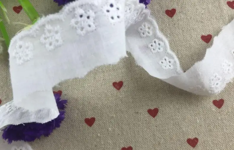 Cotton Cloth Embroidery White Lace Trim 10 Meters/lot 2.5cm Width For Lace Fabric Sewing Accessories