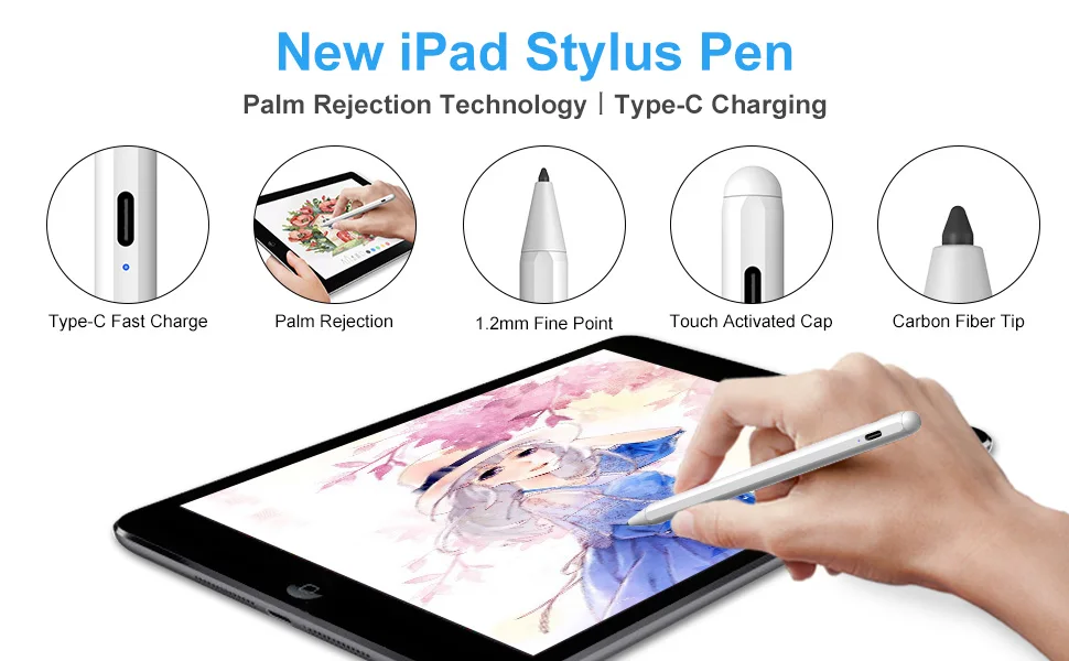 Обновленный стилус с отбраковкой ладони для iPad Pro 12,9 11 дюймов 10,2/ 6th 9,7/Air 3/Mini 5 для Apple Pencil 2