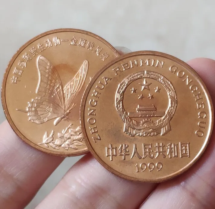 32 мм Бабочка 1999, настоящая монета, оригинальная коллекция