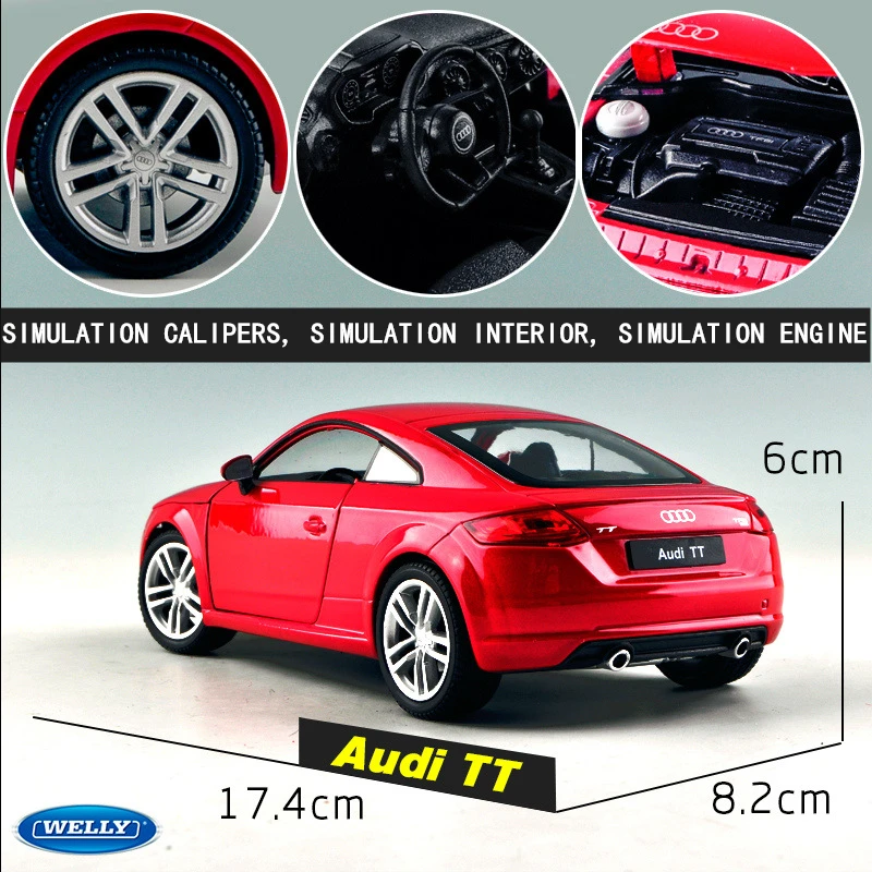 Модель автомобиля WELLY 1:24 Audi TT из сплава модель украшение коллекция подарок