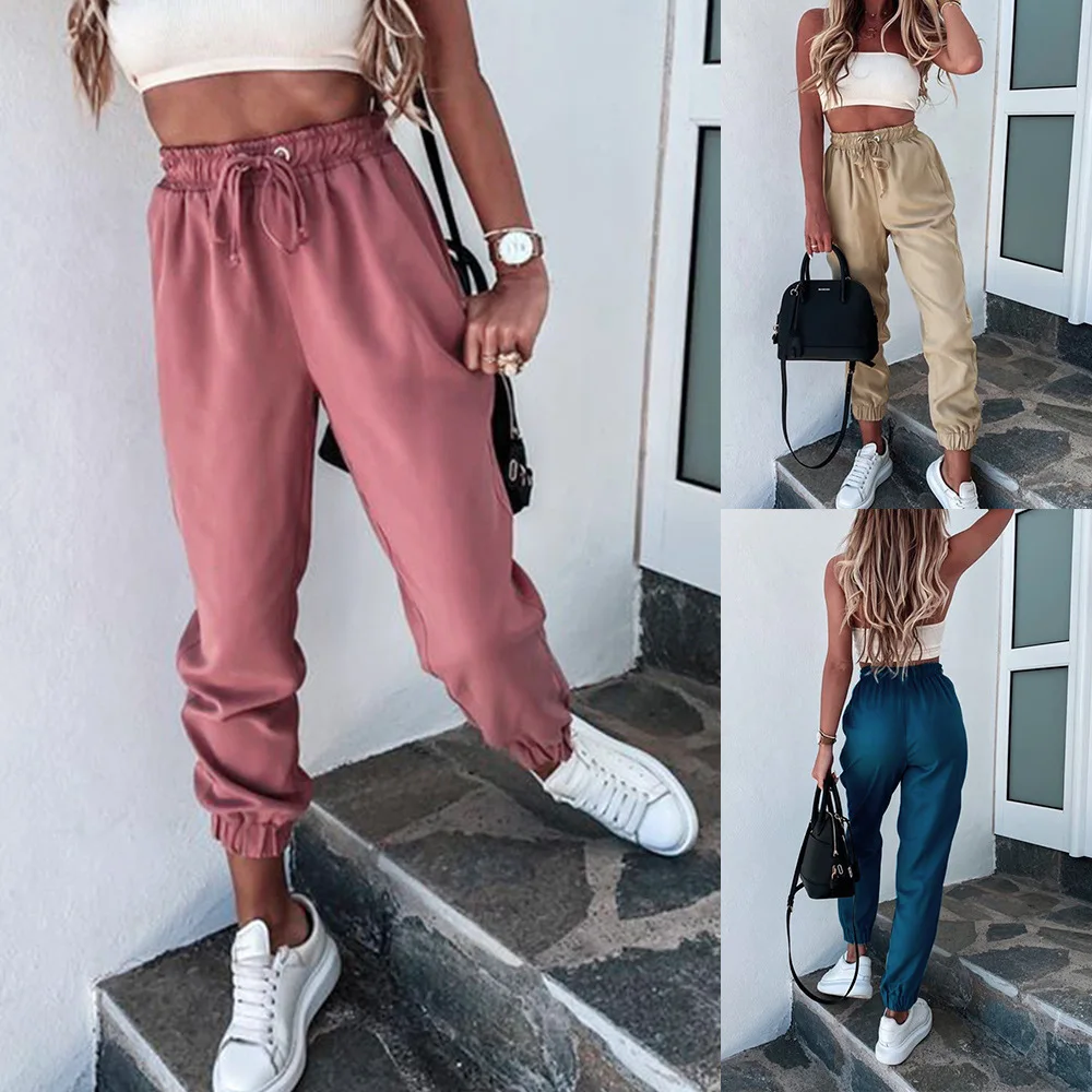 

Casual Loose Sweat Pants Women'S Sports Jogger Harem Pants High Waist Trousers Ladies Baggy Solid Sweatpants With Pockets Autumn