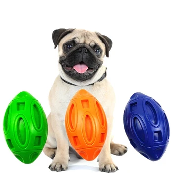 

Rubber Dog Toys Pet Aggressive Chewers Supplies Dog Toy Dog Squeaking Interactive Toys Rugby Ball for Medium Large Breed