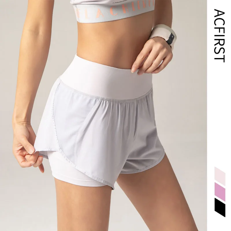 

AcFirst Women Gym Double Side Pocket Running Shorts Breathable Quick Dry Summer Short Workout High Waist Fitness Sportwear