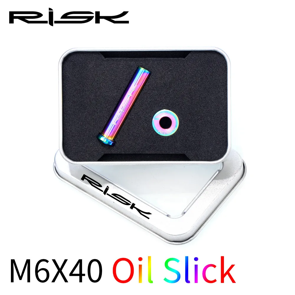 1 Set Oil slick 40mm Риск Велосипедный спорт C Тормозной суппорт GR5(TC4) Титан шоссейный велосипед C зажим фиксированные гайки с шайбой M6 x 10/15/20/25/30/40 мм для велоспорта Запчасти - Цвет: 1 Set Oil slick 40mm