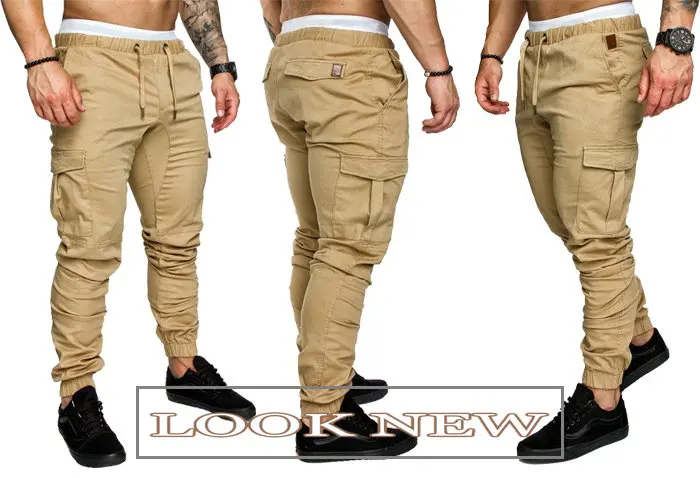 Новинка, повседневные штаны для бега, одноцветные, мужские хлопковые эластичные длинные брюки, pantalon homme, военные армейские брюки-карго, мужские Леггинсы