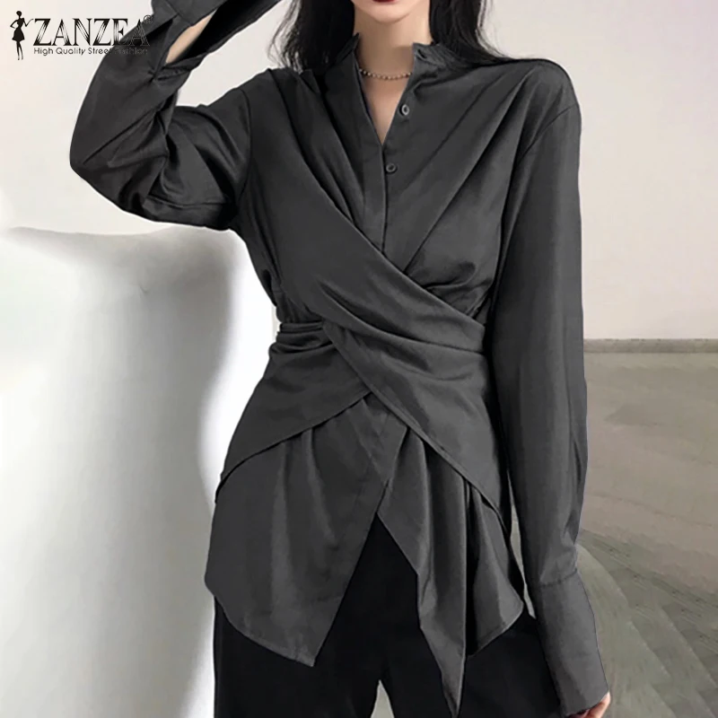 Stylish Women Long Sleeve OL Shirt ZANZEA Spring Buttons Down White Blouse Casual Asymmetrical Tops Chic Female Work Blusas 5XL Stylish Women Long Sleeve OL Shirt ZANZEA Spring Buttons Down White Blouse Casual Asymmetrical Tops Chic Female Work Blusas 5XL
