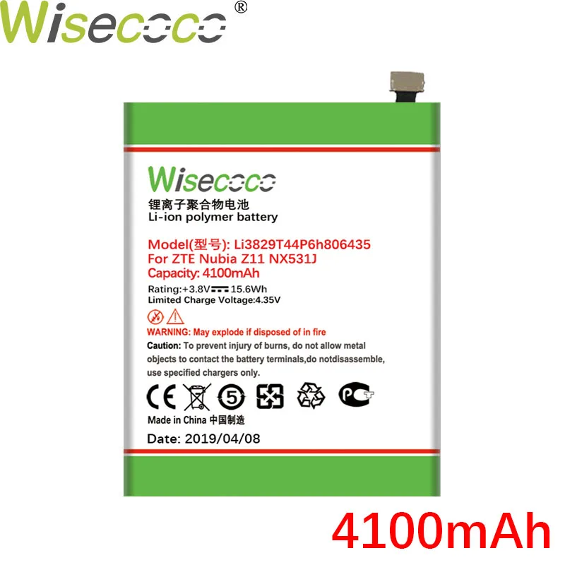 WISECOCO 4100 мАч Li3829T44P6h806435 батарея для zte Nubia Z11 NX531J M2 lite телефон последняя продукция батарея+ номер отслеживания