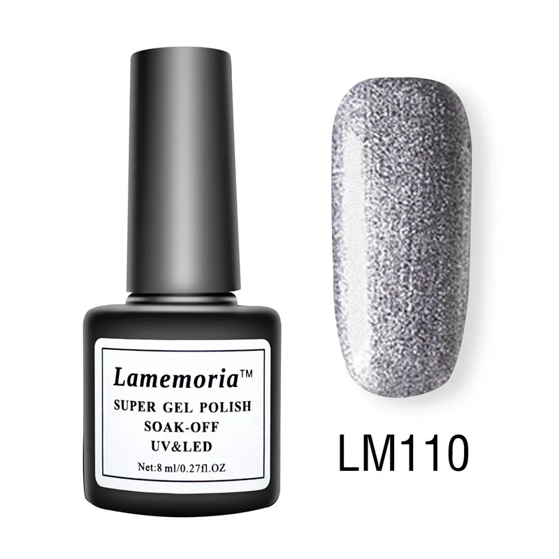 Lamemoria, 8 мл, Гель-лак для ногтей, цвет пуэр, долговечный, для дизайна ногтей, Полупостоянный УФ-лак для ногтей, замачиваемый сверху, белые наконечники, Гель-лак - Цвет: LM-110